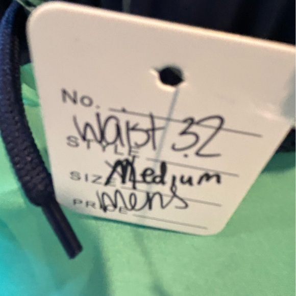 D09.9. Tribord men’s swim trunks color block navy blue/ green Sz 32 W - Picture 2 of 5